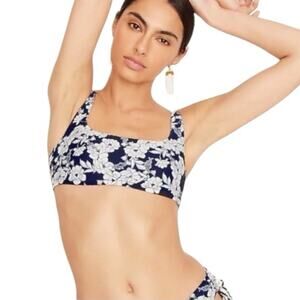 J.Crew Magnolia Floral Bikini Top 3X Navy Squareneck Plus Size NWT